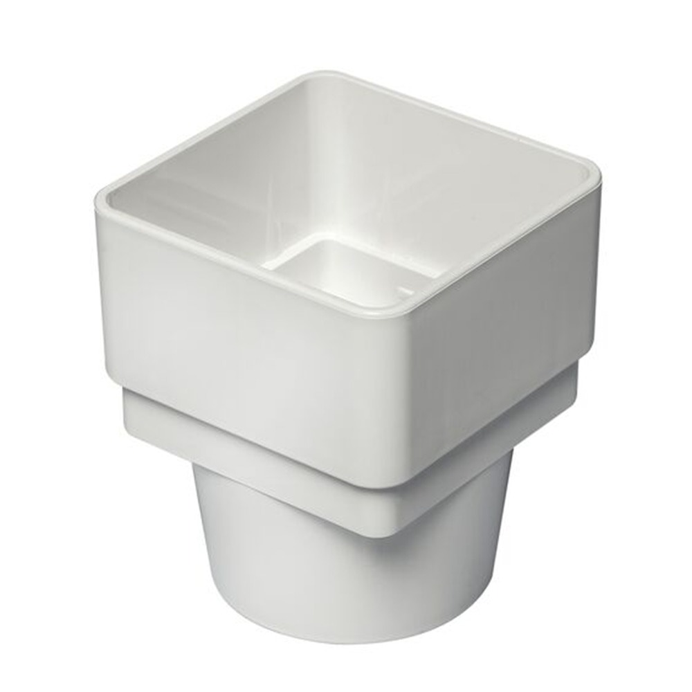 White 65mm Square to 68mm Round Downpipe Adaptor