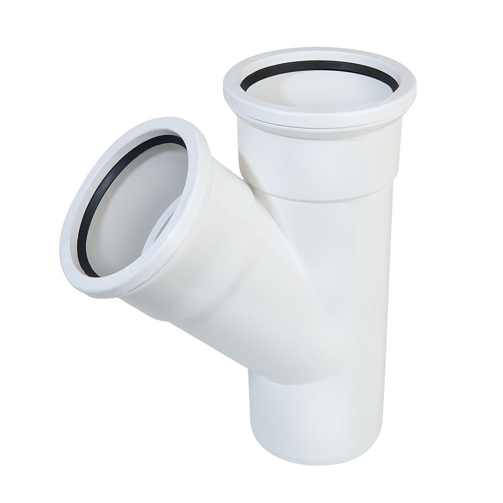 110mm Pipe Double Socket 45 Degree Branch (White)