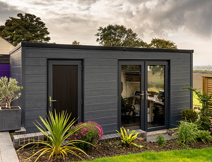 A Grey Hardie Plank Clad Building